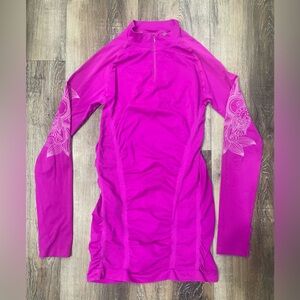 Athletic Essentials Vibrant Pink Women’s Long Sleeve Top, Quarter Zip, Sz Large